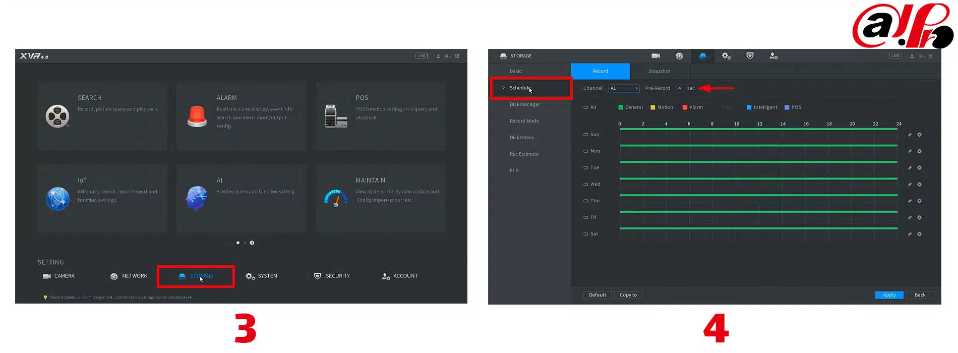 مرحله دوم فعالسازی ضبط motion detection