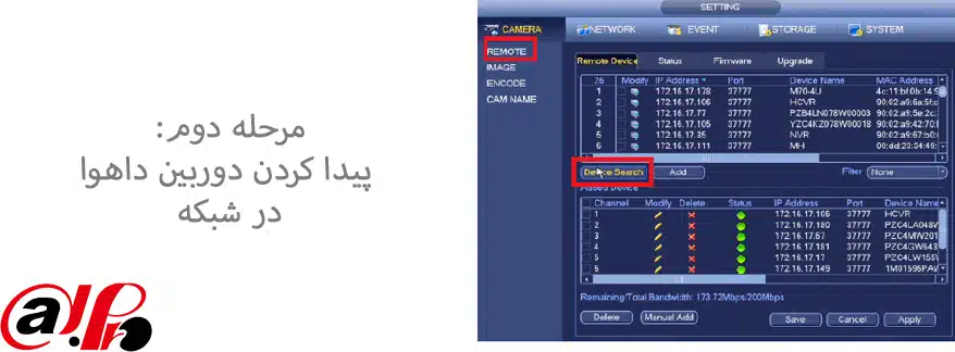 پیدا کردن آی پی دوربین مداربسته داهوا در شبکه